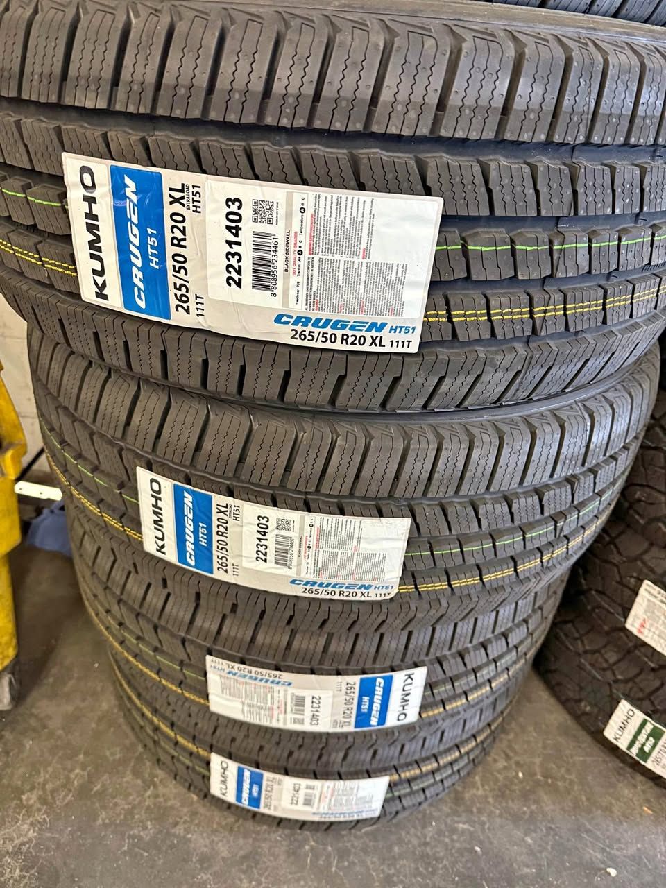 (4) 265-50-20 Kumho Crugen HT51 60k miles All Season Free install financing available
