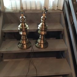 2 Antique Brass Table Lamps