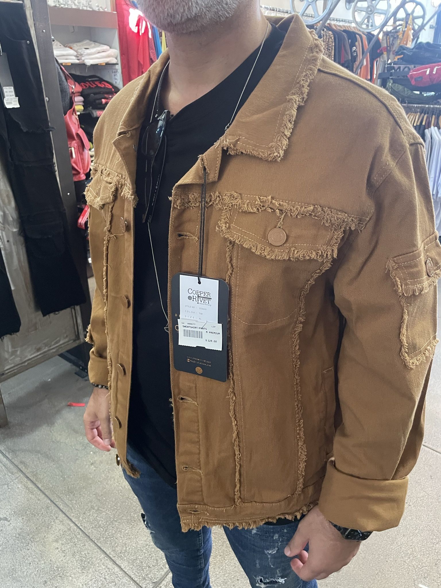 Men’s Deisgner Denim Jean Jacket Store Pick up