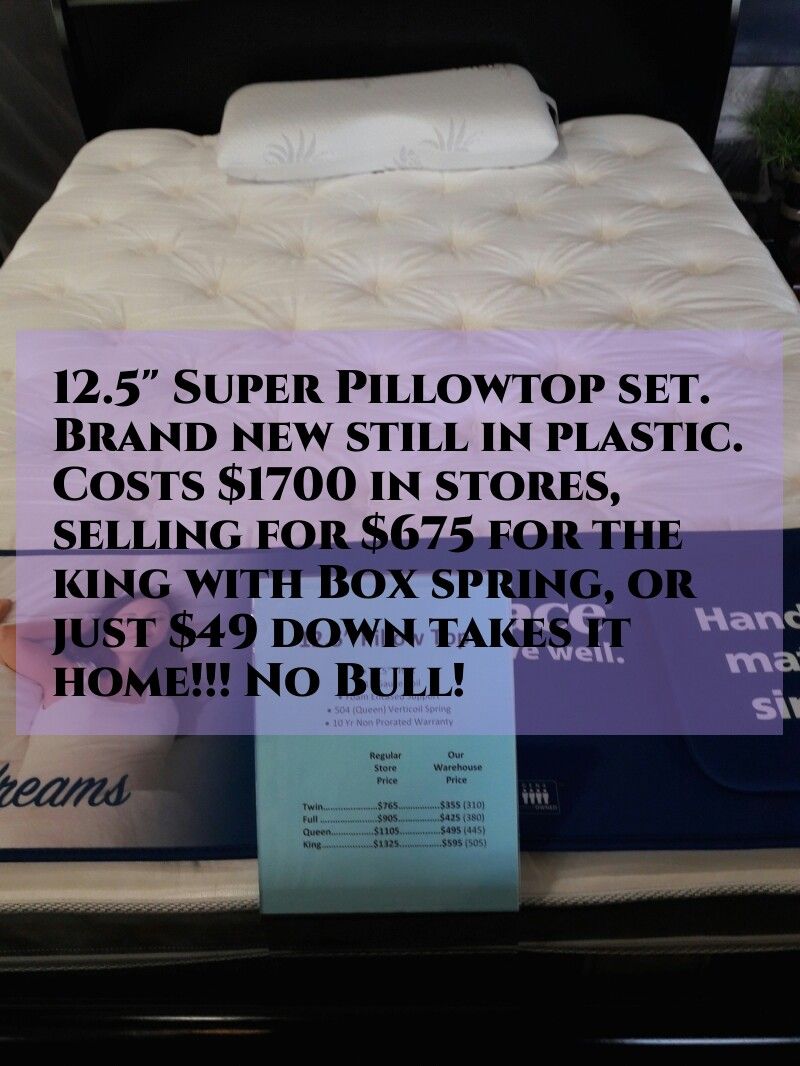 King Pillowtop Mattress Set $49 Down