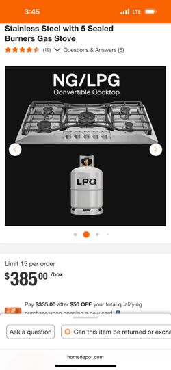 36 in. Built-in Gas Cooktop in Stainless Steel with 5 Sealed Burners Gas Stove