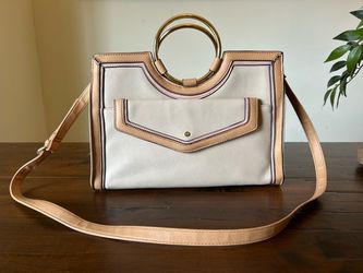 Liz Claiborne Reina 20 Ring Handle Tote Bag Beige/Tan Two-Tone
