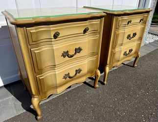 Pair of 1960’s Large French Provincial 3 Drawer Nightstands