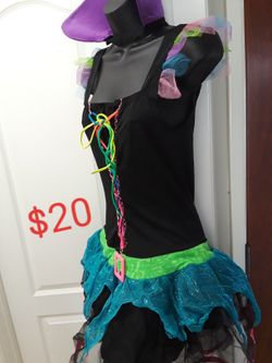 Large juniors neon witch Halloween costume