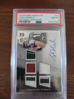 2018 Panini Absolute Sam Darnold RC Patch Auto 4/5 PSA 8