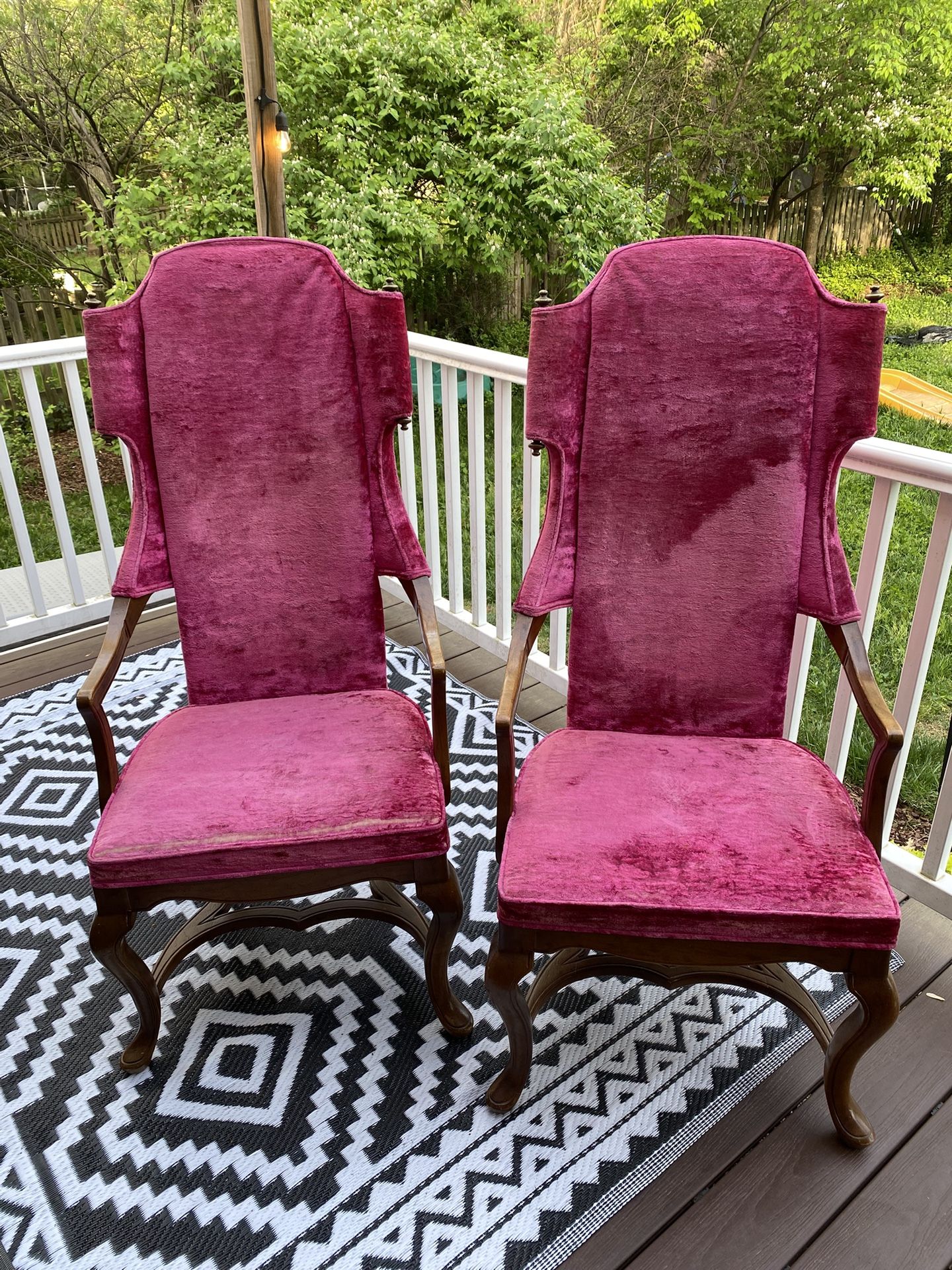 Jim Peed for Drexel Mid Century Vintage 60’s High Back Wing Side Arm Accent Chairs