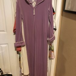 New Lavender Womens Diamond Tea Luxurious Zip Up Front Velour Robe Size Small