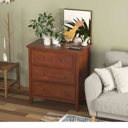 Nightstand with 3 Drawers and Charging Station, Solid Wood Nightstand Organizer for Bedroom