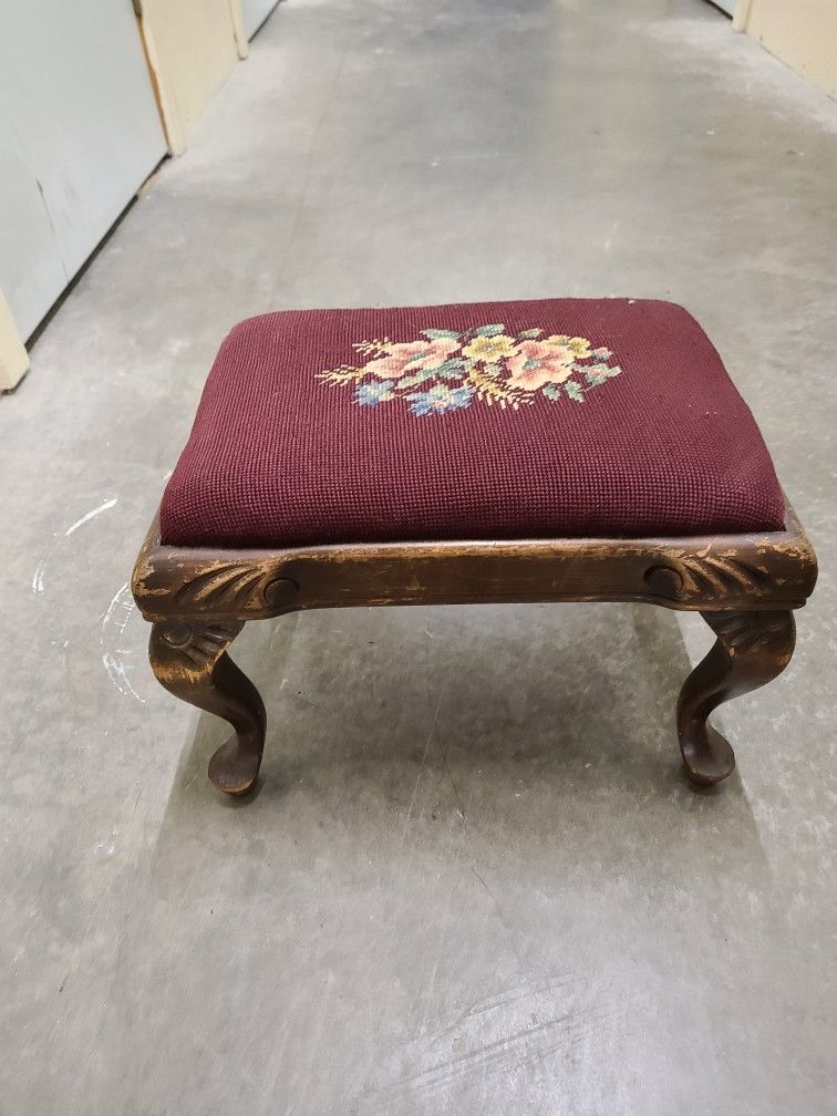 Antique mahogany Needlepoint Foot Stool