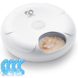 Casfuy Automatic Cat Feeder Cordless - Automatic Cat Food Dispenser for Wet Moist Food with 4 Ice Packs Rechargeable Auto Feeder for Cats Small Dogs w