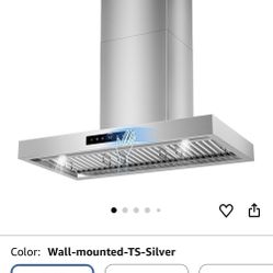 36 inch Range Hood Wall Mount, 1200 CFM with 4-Speed Gesture Sensing & Touch Control, Stainless Steel Kitchen Stove Vent Hoods with 2 LED Lights, Time
