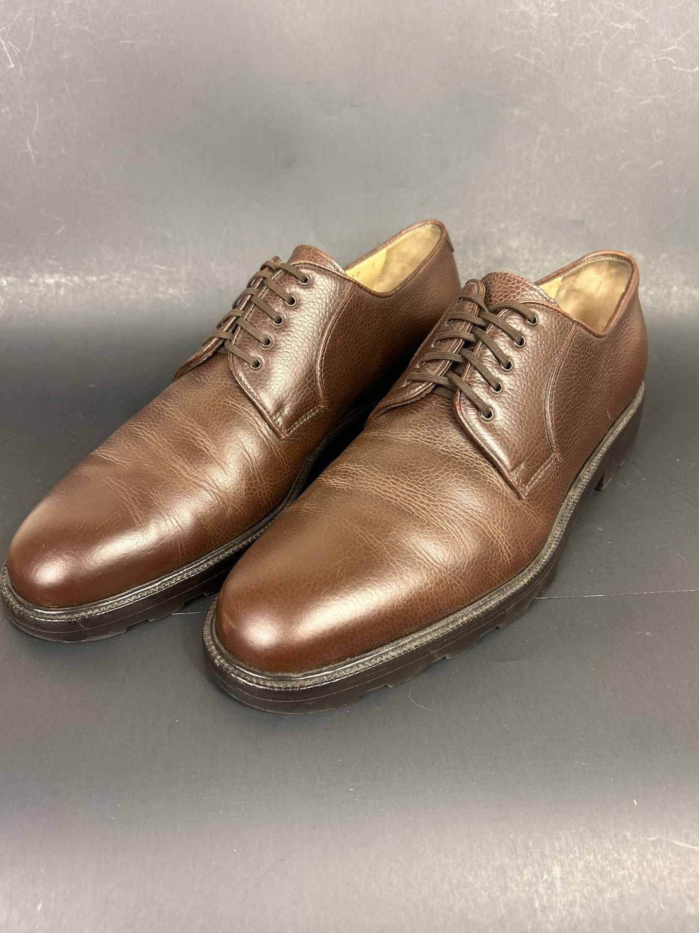 Salvatore Ferragamo Men\'s Pebble Grain Bluchers Salvatore Ferragamo Plain Toe Derby Blucher Brown Pebble  main image 2