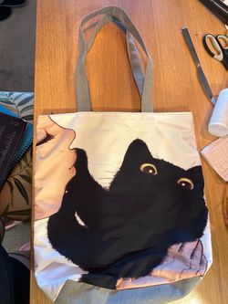 Black Cat Graphic Canvas Tote Bag