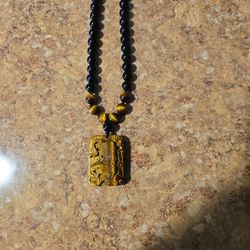 Tigers Eye Necklace WITH tiger Pendant