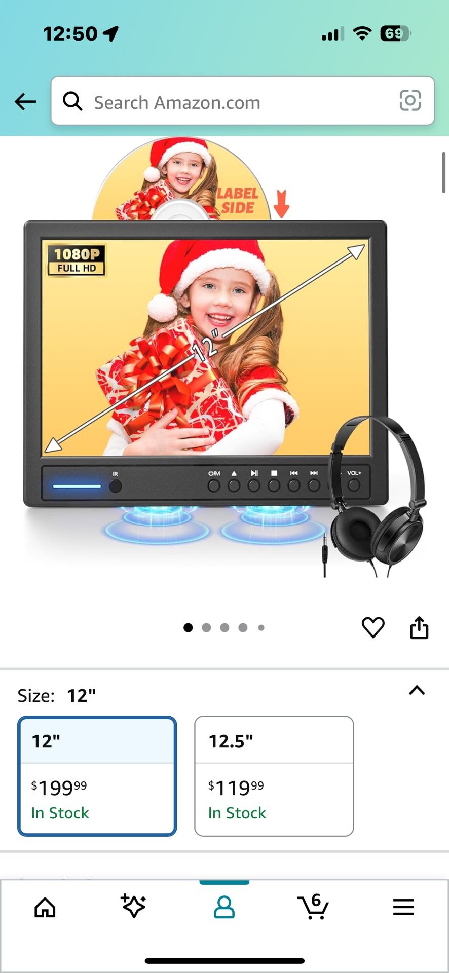 Arafuna 12" Portable DVD Player for Car with Headphone, Car DVD Player with Headrest Mount, Suction-Type Disc in, Headrest DVD Player Support HDMI Inp
