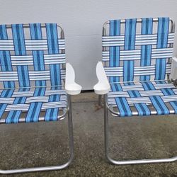 Vintage 70s Webbed Aluminum Folding law chairs chair seahawks