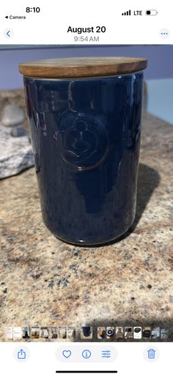 Glass Coffee Or Tea Holder Blue With Lid 