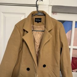 Fashion Brand Tan Wool Blend Trench 