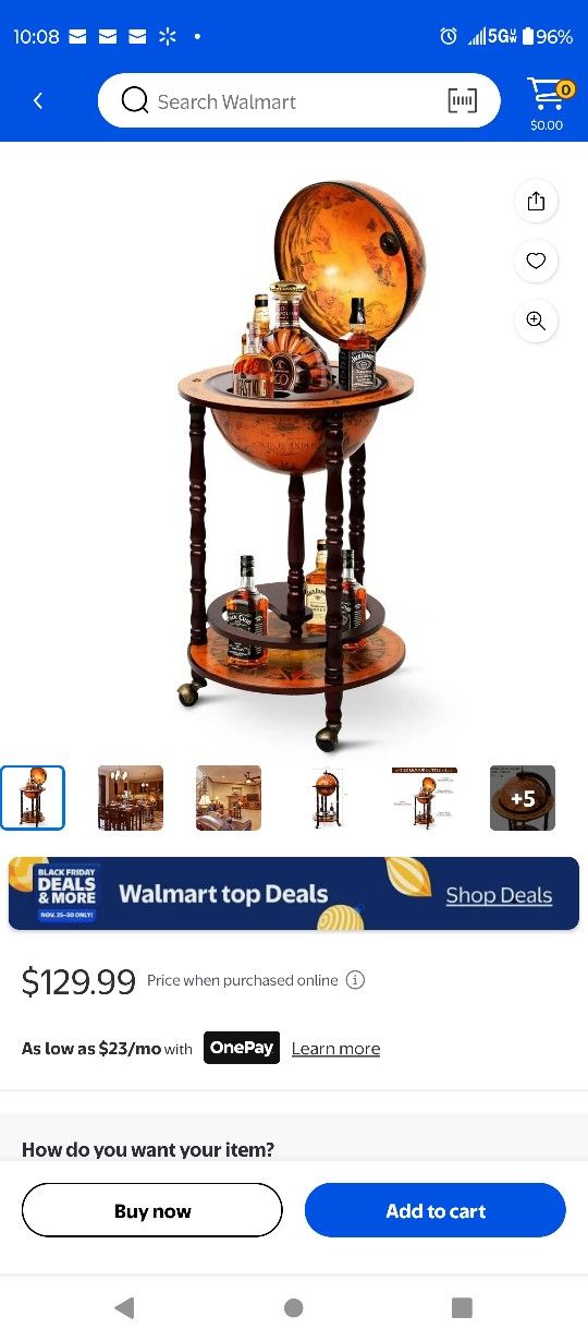 Rolling Wine Serving Globe Stand