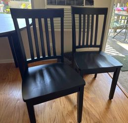 Black Wood Dining Chairs Set of 2