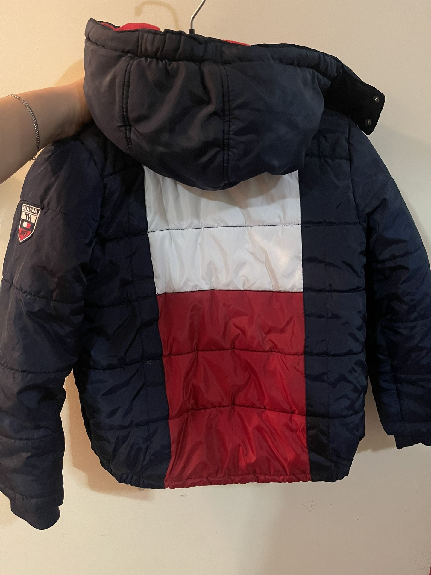 Tommy Hilfiger Boys’ Red White & Blue Winter Puffer Jacket Size 7