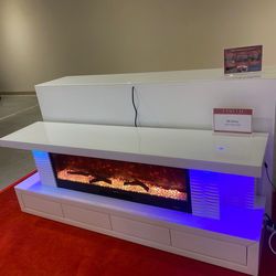 White TV Stand w/ Bluetooth & Speakers