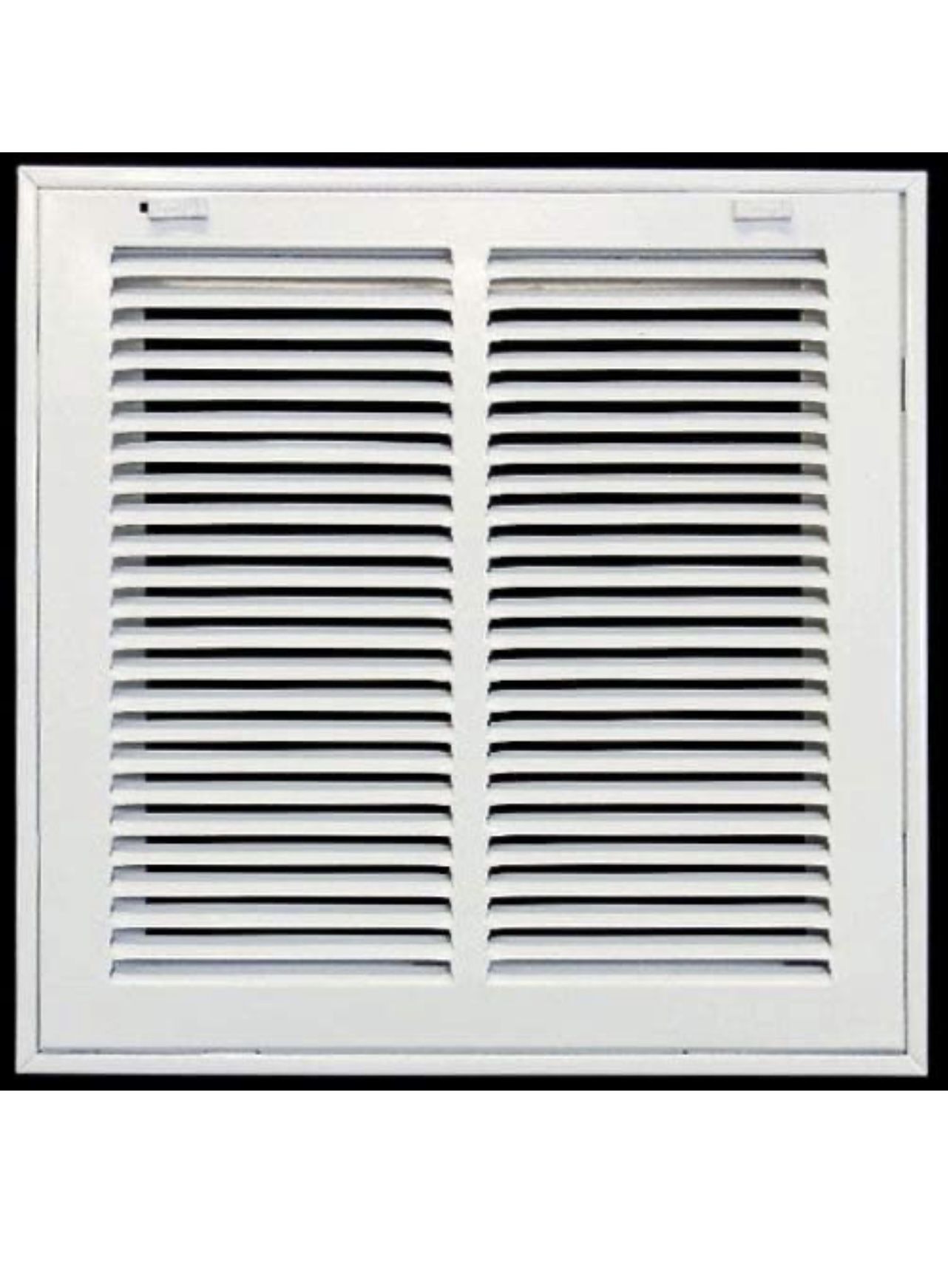 12" X 12" Steel Return Air Filter Grille for 1" Filter - Easy Plastic Tabs for Removable Face/Door  - White [Outer Dimensions: 13.75w X 13.75h]