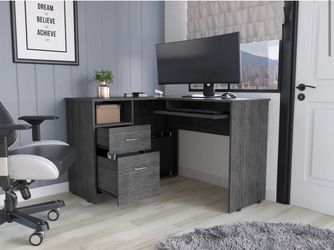 L-shaped computer desk