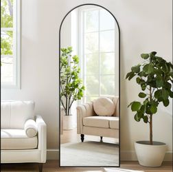 Arched Full Length Mirror Modern Black Floor Mirror for Bedroom, Closet & Living Room