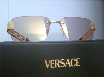 NEW/ 100% Authentic Ladies Gold Frame, Pink Mirror Lens Versace Sunglasses $415.00 Msrp