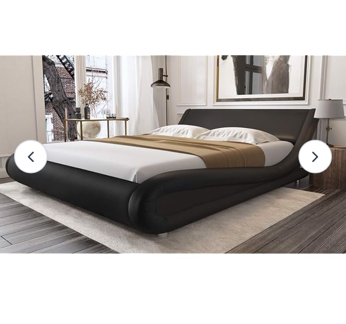 Amolife Modern Upholstered Queen Bed Frame/Deluxe Solid Platform