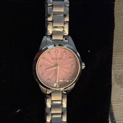 Bulova Classic Womens Diamond Accent Silver Tone Stainless Steel Bracelet Watch