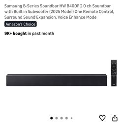Samsung B-Series Soundbar HW B400F 2.0 ch Soundbar with Built in Subwoofer (2025 Model) One Remote Control, Surround Sound Expansion, Voice Enhance Mo