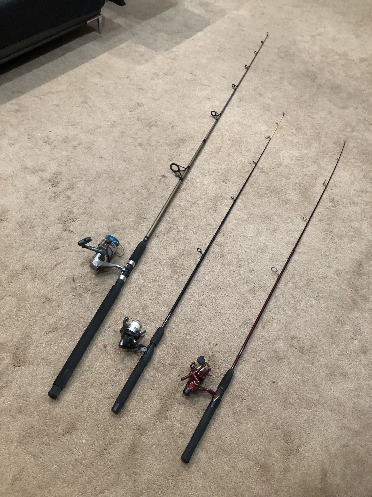 Fishing Time! 3 fishing poles: as a set all three for $125 or purchase separately see description - firm on prices