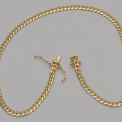 14K Yellow Gold Solid Cuban Link Anklet 10.75" 9.3g 3.1mm Box Clasp