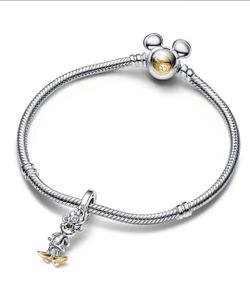 New Disney 100th Anniversary Minnie Mouse Dangle Charm and Mickey bracelet