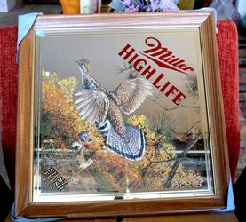 Miller Beer High Life First Flush Diamond Wildlife Series GROUSE Bar Mirror Sign
