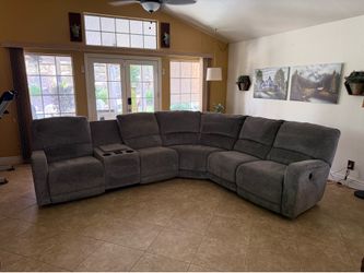 Large Gray Sectional Reclining Sofa