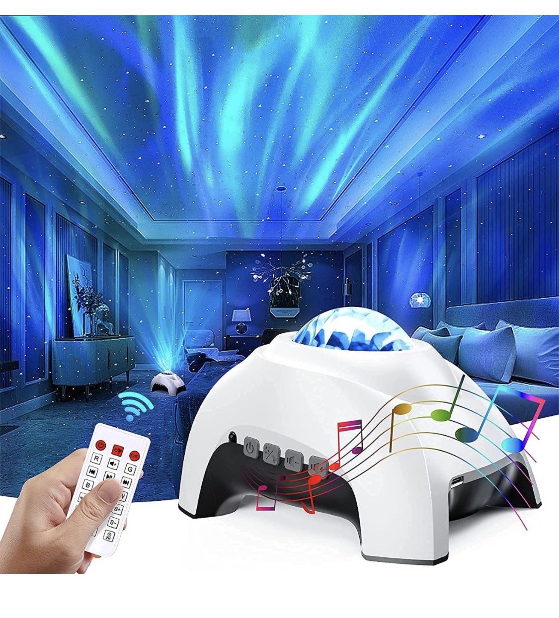 Colorful Aurora Projector & White Noise Night Light