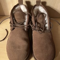 Fur Lined Ankle Boots, Size 7, for Women Genuine Suede Mini Booties Short Lace Up Snow Boots 