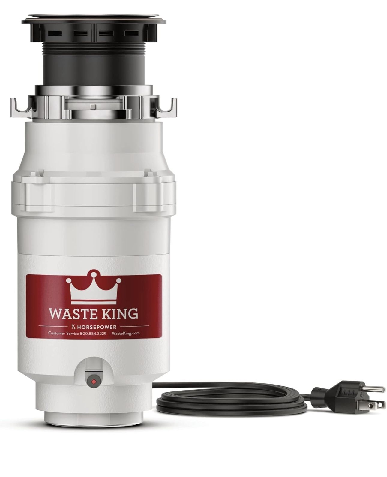 Waste King 1/3 HP Garbage Disposal with Power Cord, Compact Food Waste Disposer for Under Kitchen Sink,