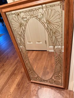 Mirror with solid oak frame.