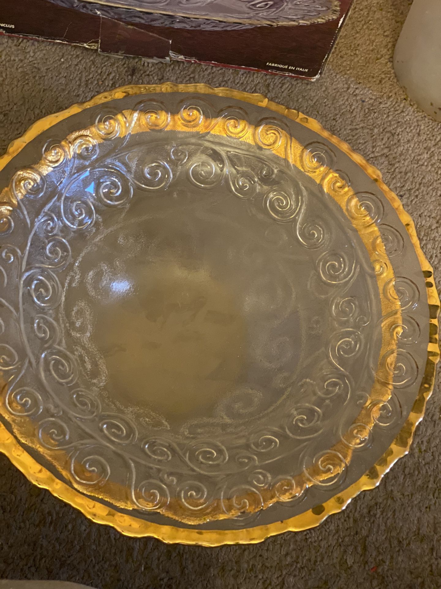glass bowl and platter 