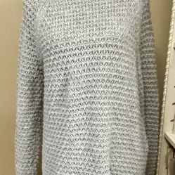 Gap Women’s S Gray Thick Knit Mock Neck Wool Blend Long Pullover Sweater