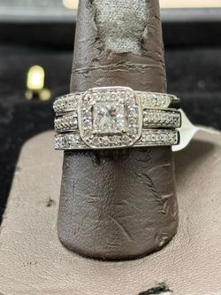 Trio Diamond Wedding Band Set 14kwg