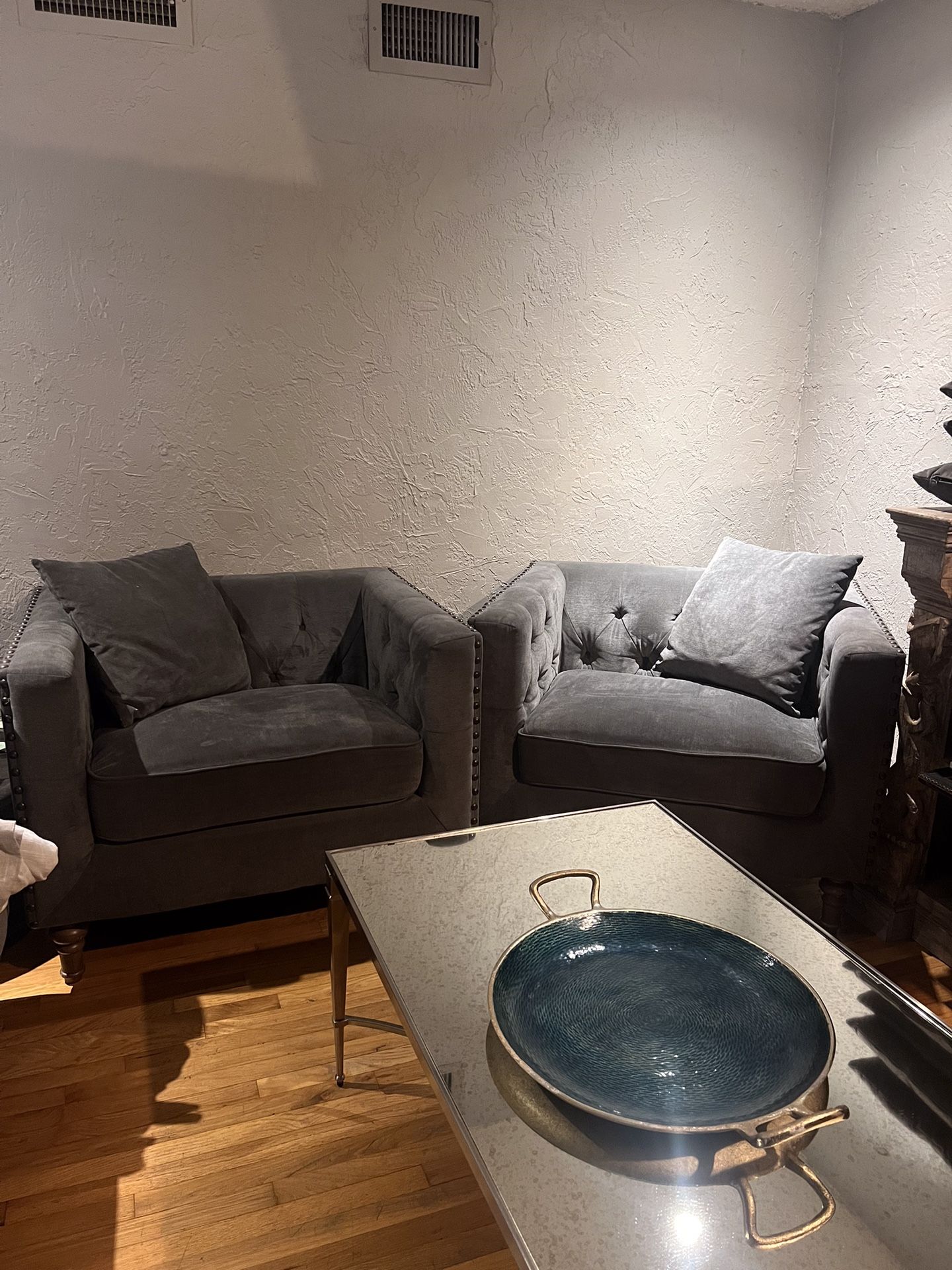 Blue Grey 3pc Sofa Set For Sale