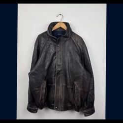 NAUTICA SOFT BLACK LEATHER JACKET SIZE LARGE / MEN'S 38 