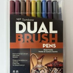 Tombow 56186 Dual Brush Pen Art Markers, Muted, 10-Pack. Blendable, Brush and Fine Tip Markers