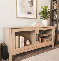 TV Stand with Glass Doors