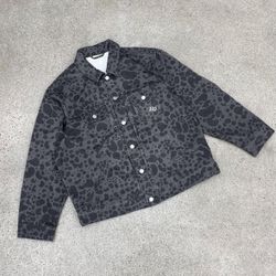 HALF EVIL 333 CHETAH PRINT DENIM JACKET